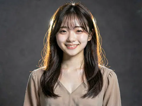 画像静止AIで作成した女性の上半身、逆光の画像