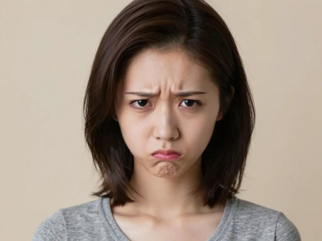 生成画像AIで作成した不機嫌な表情の女性の画像