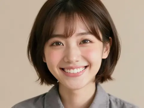 生成画像AIで作成した微笑んでいる女性の画像