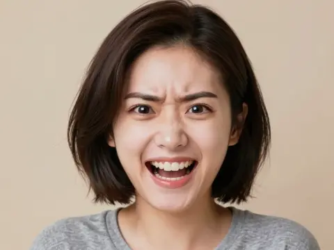 画像生成AIで作成した、興奮している表情の女性の画像