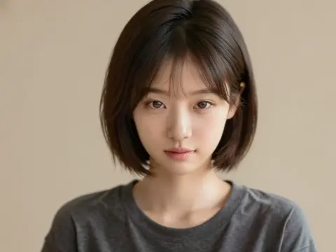 画像生成AIで作成した、俯いてこちらを見ている女性の画像